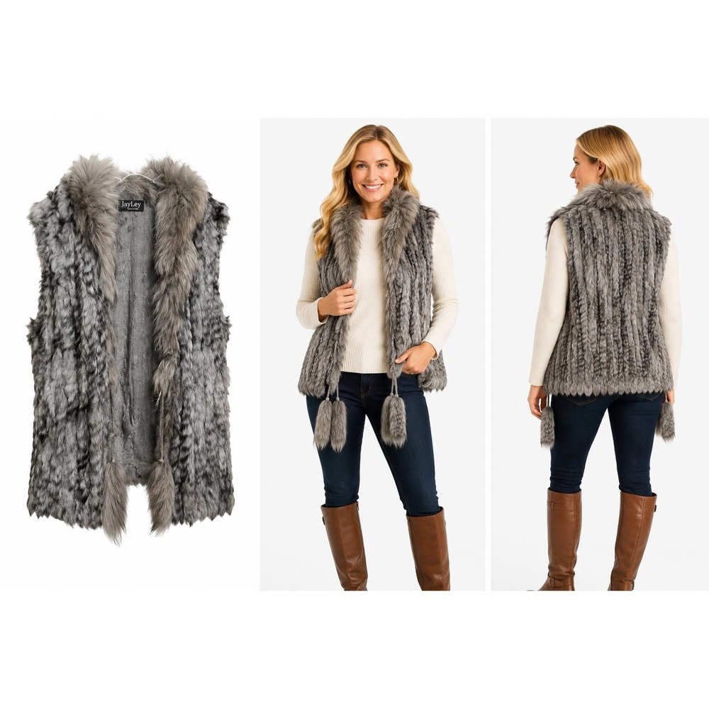 Jayley Collection Vest OS Mob Wife Glam Luxury Fur Boho Chic Winter Layering Coy